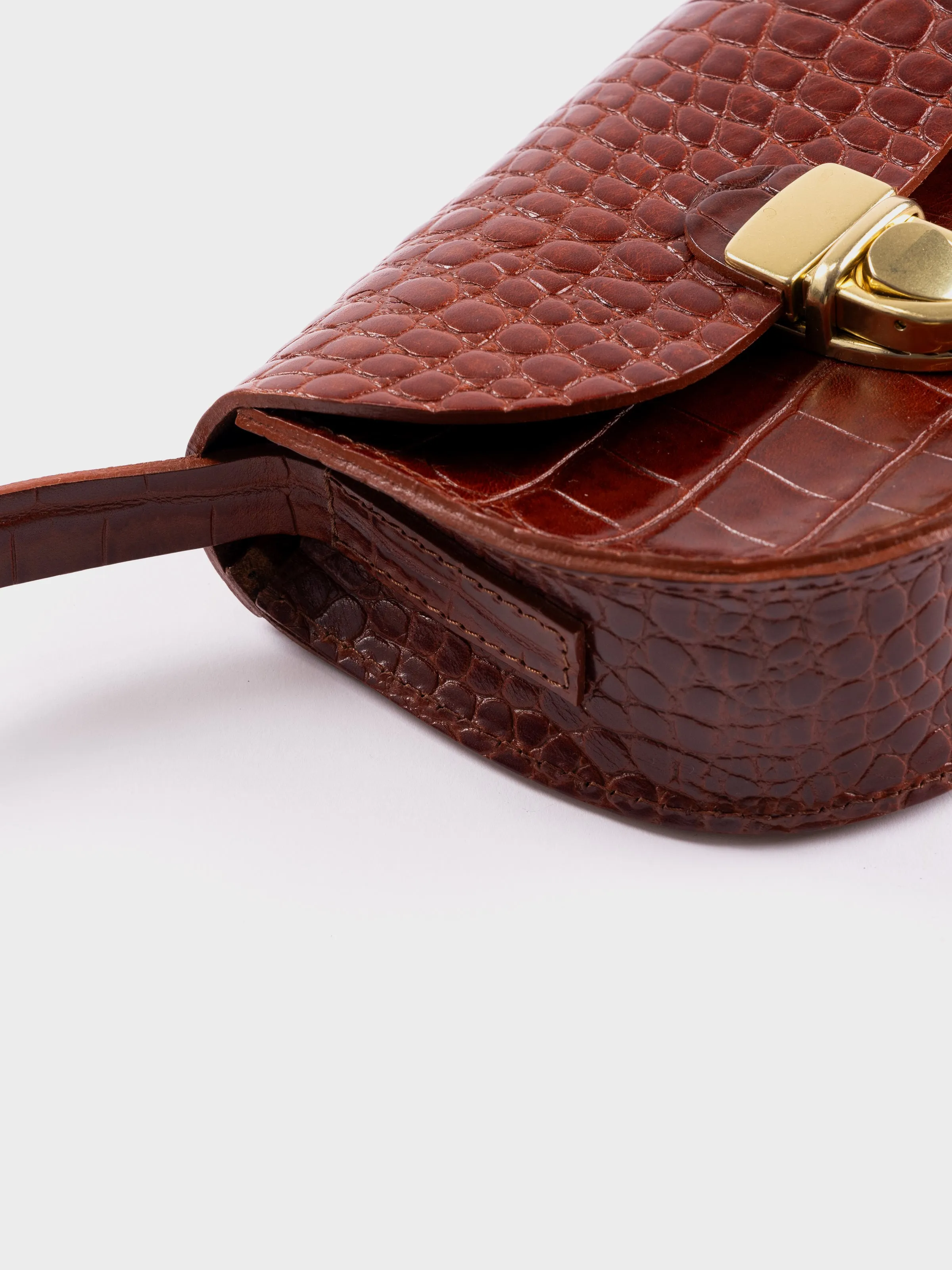 Kate Sheridan Mini Telegram Bag - Tan Croc