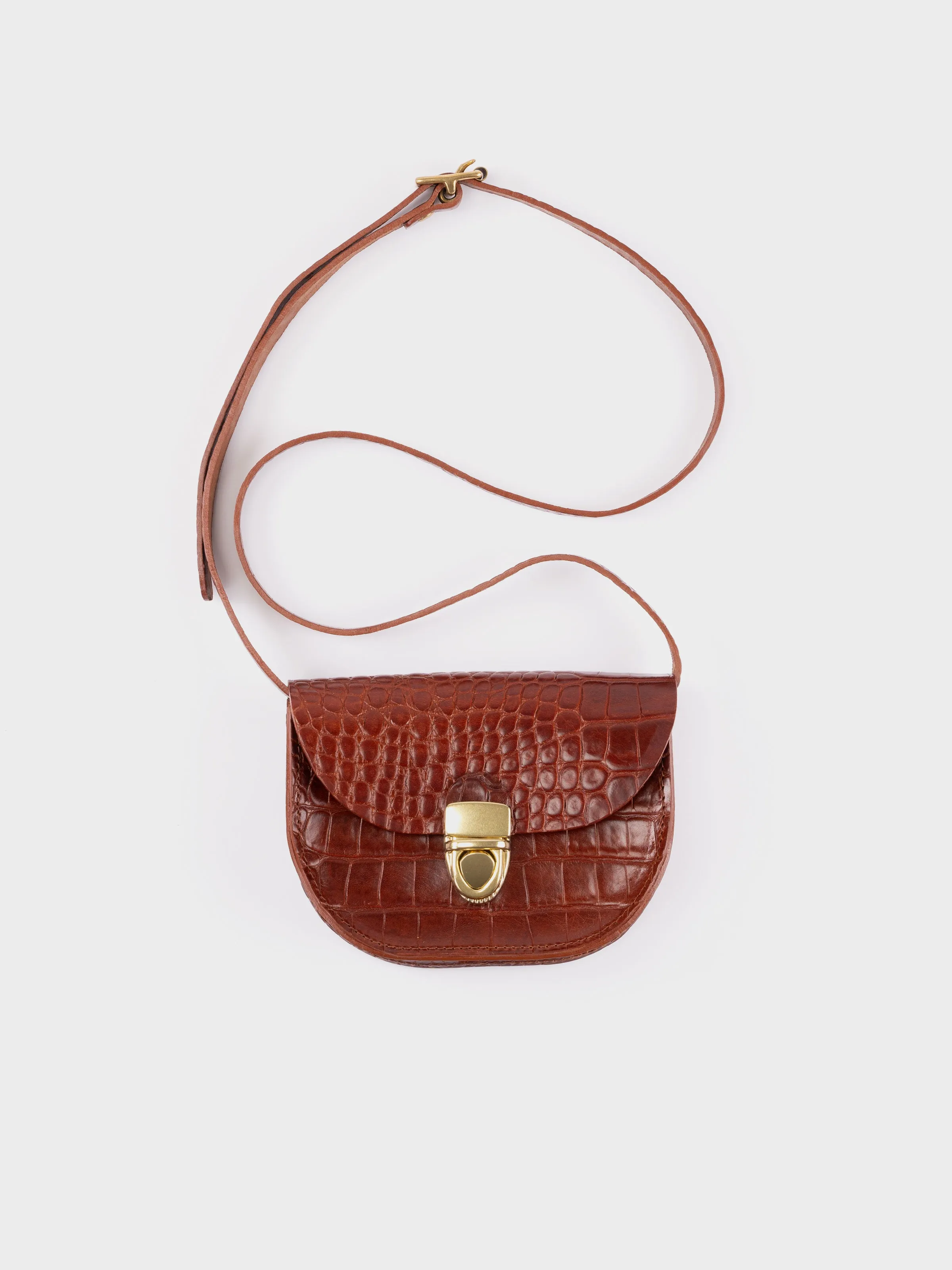 Kate Sheridan Mini Telegram Bag - Tan Croc