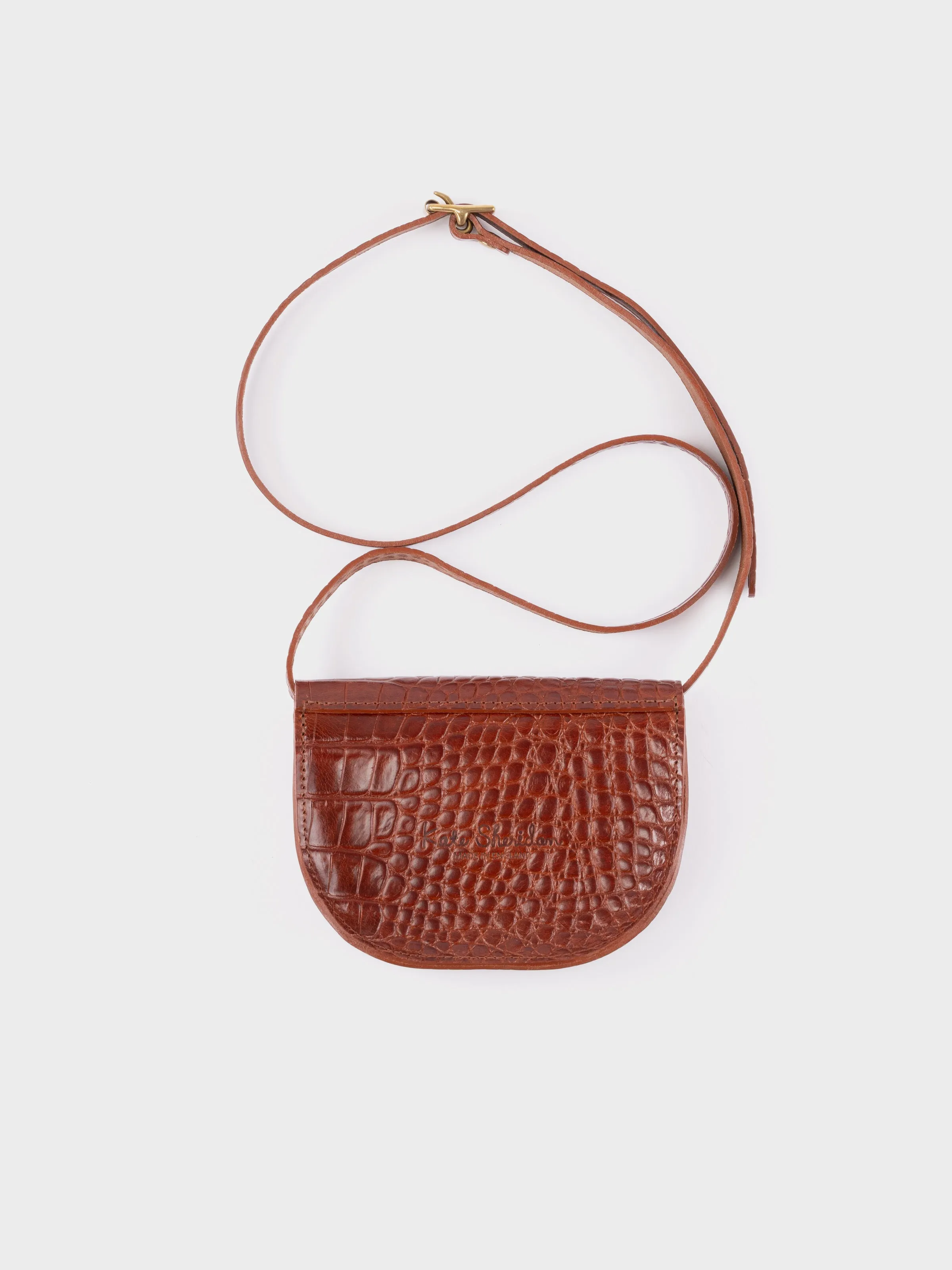 Kate Sheridan Mini Telegram Bag - Tan Croc