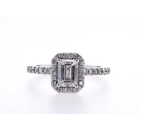 Lab Emerald Cut Halo Engagement Ring