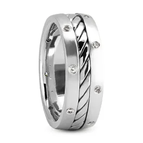 Lincoln Men's Diamond Wedding Cable Ring Round Cut in Platinum By Mike Nekta NYC, 8MM