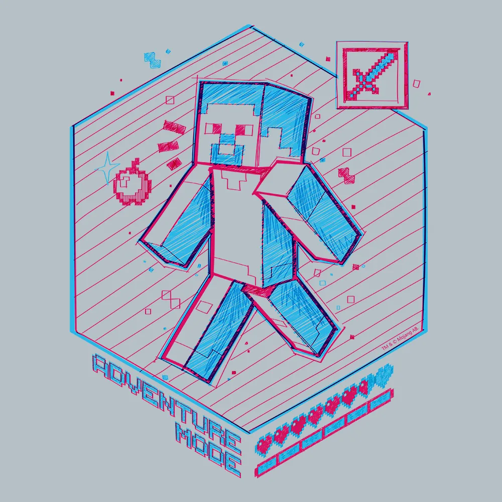 Minecraft Acid Sketch Adventure Mode Adult Short Sleeve T-Shirt