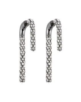 Mini Pave Celeste Drop Earrings (Shiny Hematite Crystals)