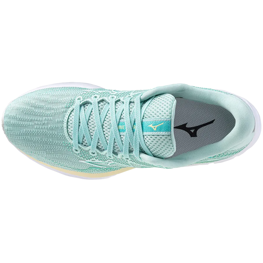 Mizuno Wave Rider 27 (Womens) - Eggshell Blue/White/Anise Flow