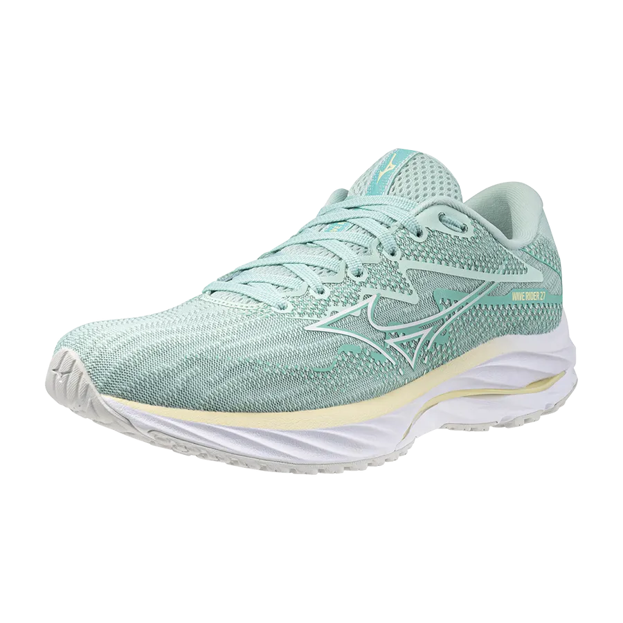 Mizuno Wave Rider 27 (Womens) - Eggshell Blue/White/Anise Flow