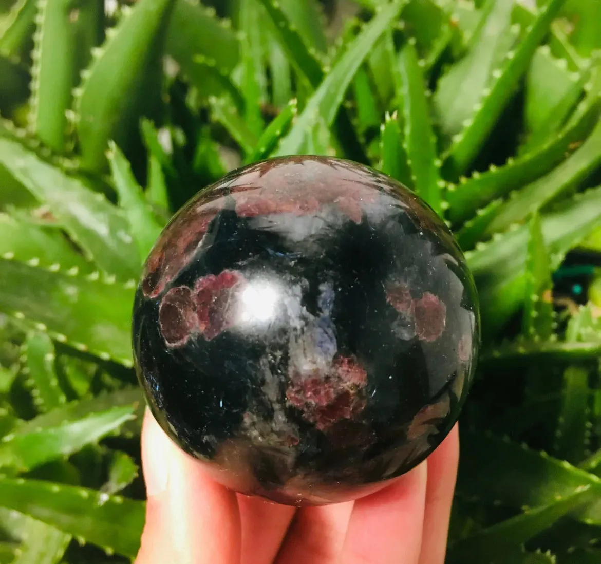 Natural garnet gemstone fireworks ball