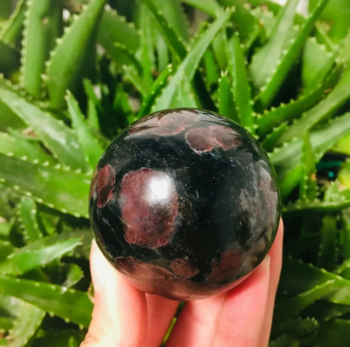 Natural garnet gemstone fireworks ball