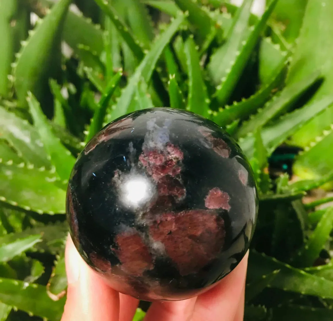 Natural garnet gemstone fireworks ball