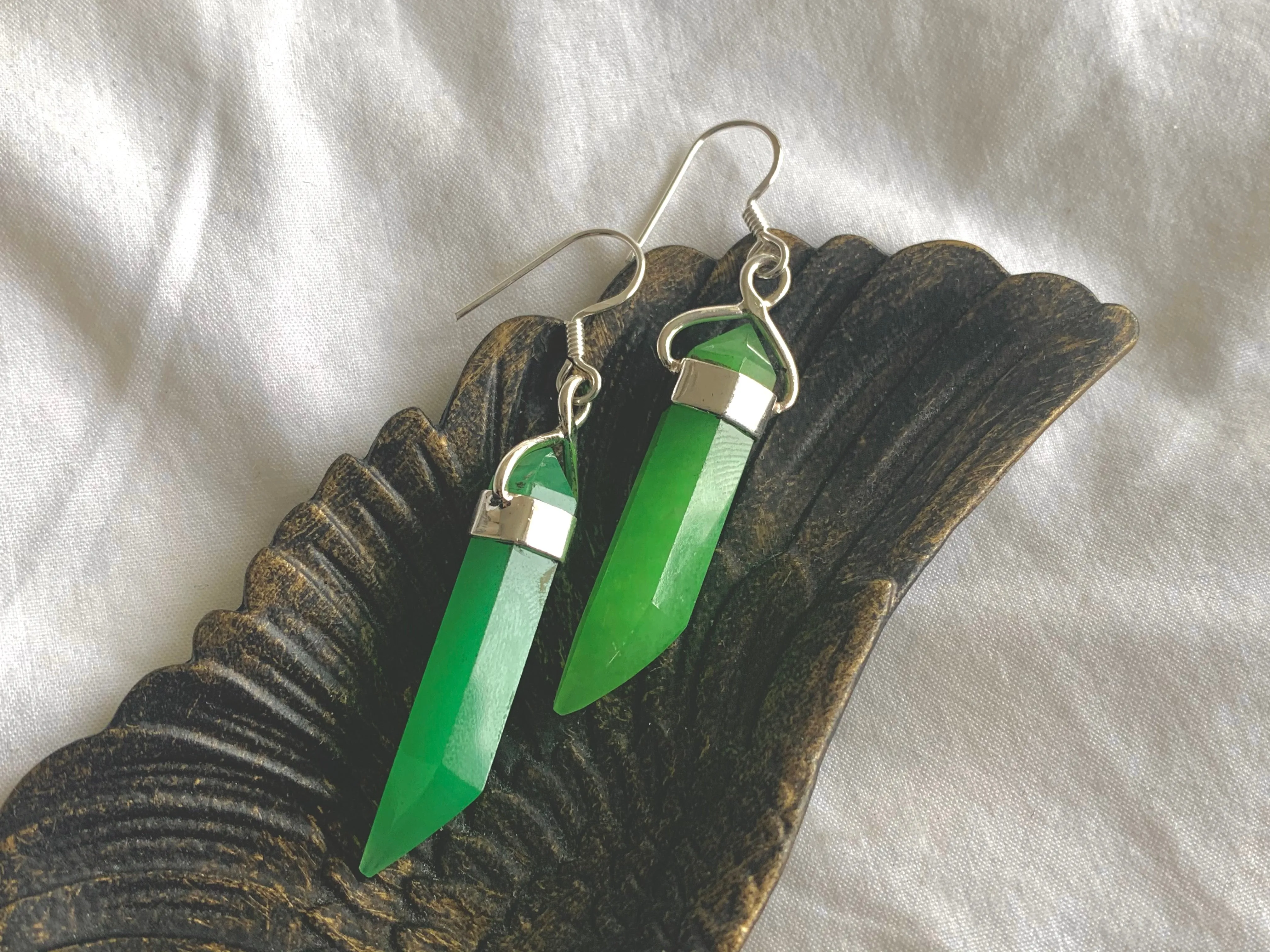 Nephrite Jade Alena Earrings - Large