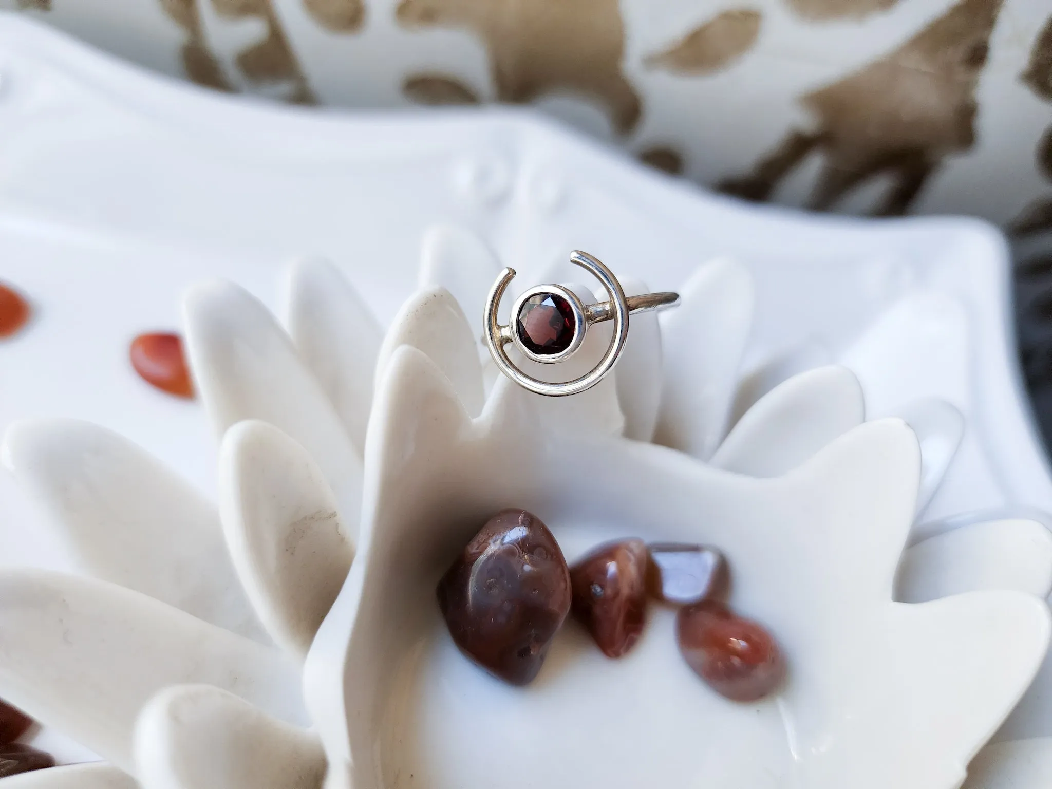 New Moon Ring || Garnet