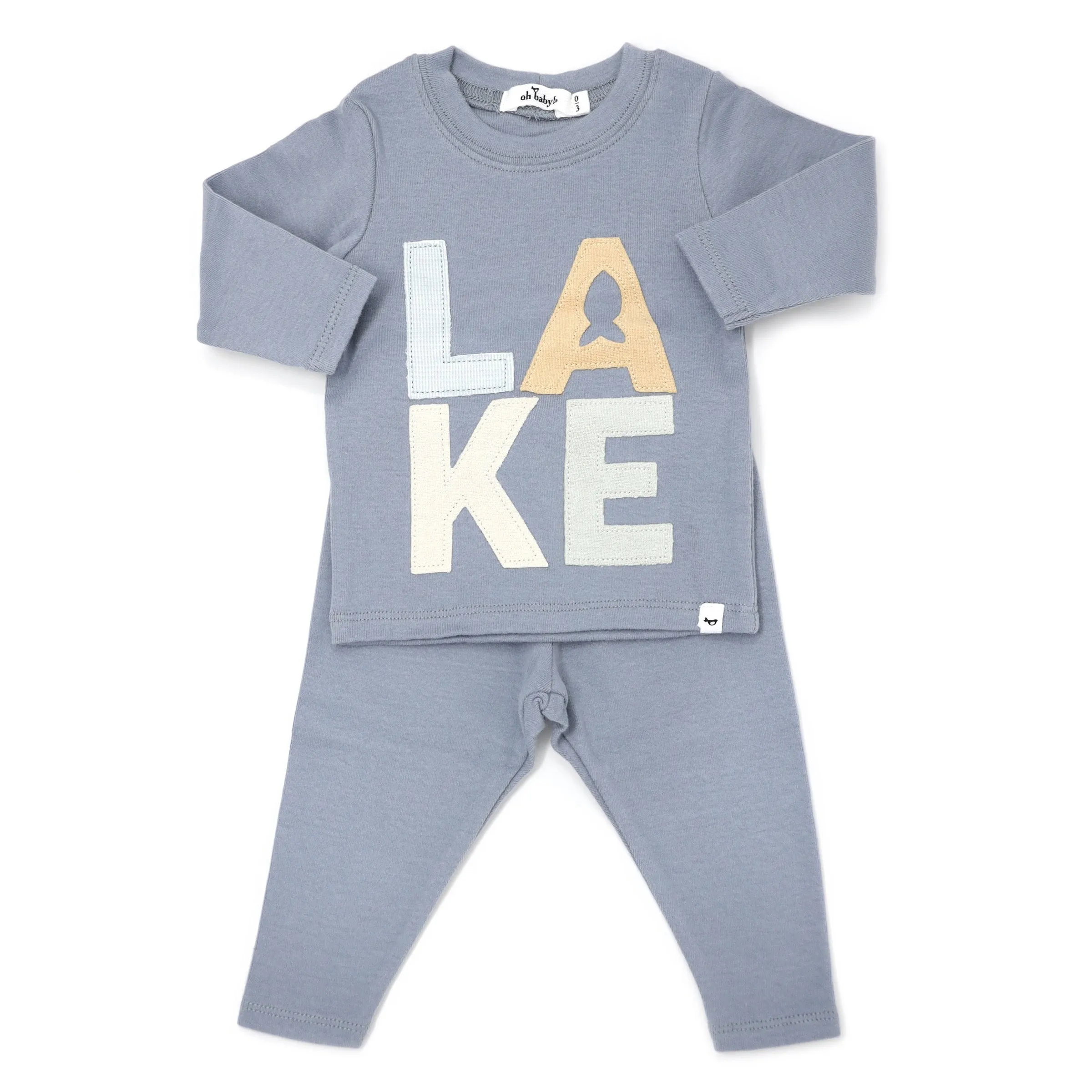 oh baby! Two Piece Set - LAKE  Applique - Fog