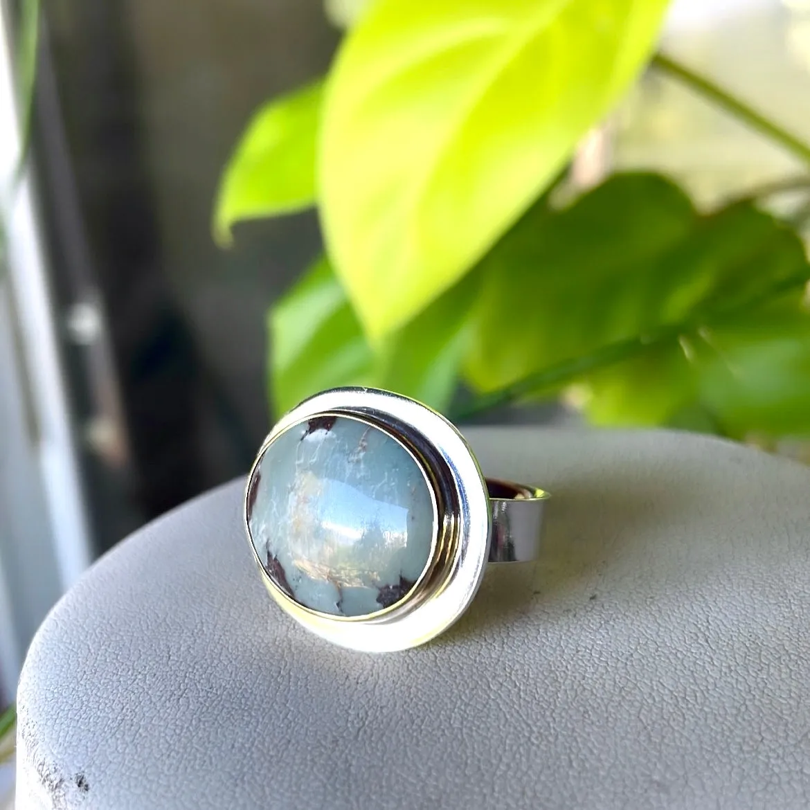 Oval blue jasper ring