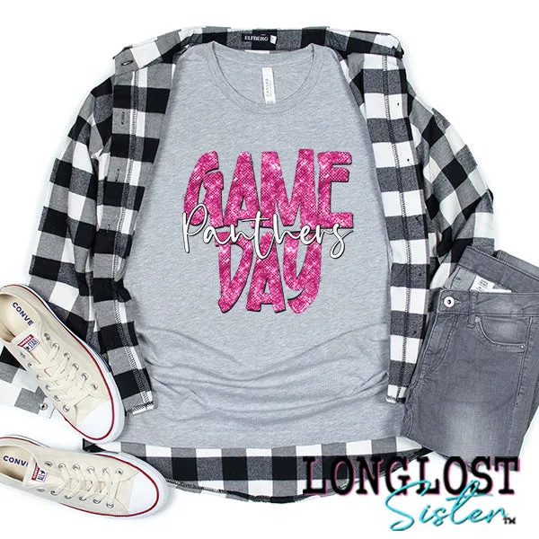 Panthers Game Day Pink Sparkle Short Sleeve T-shirt