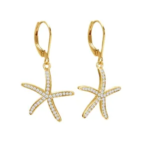 Pavé Sea Star Lever Back Earrings