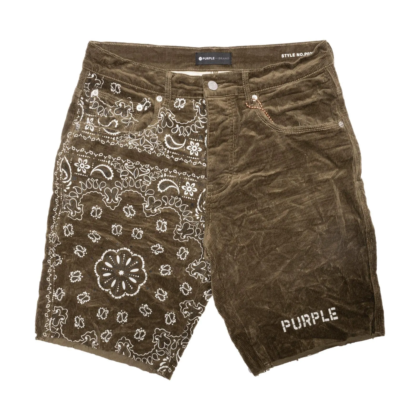 PURPLE BRAND P020 Corduroy Bandana Print Shorts