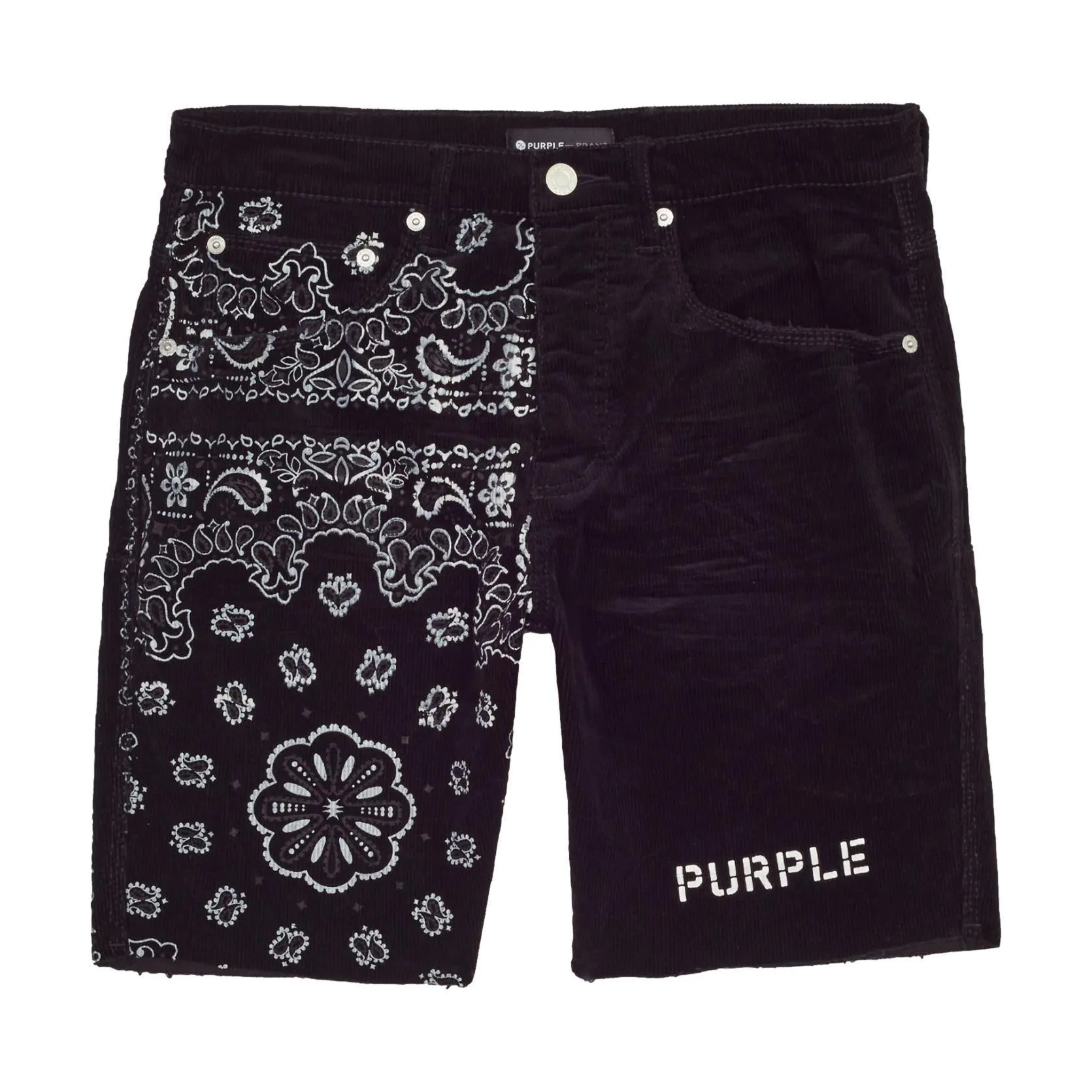 PURPLE BRAND P020 Corduroy Bandana Print Shorts