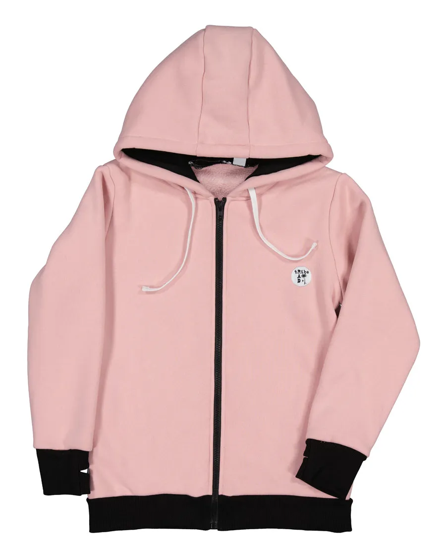 Rad Tribe Zip Hood in Salmon Pink