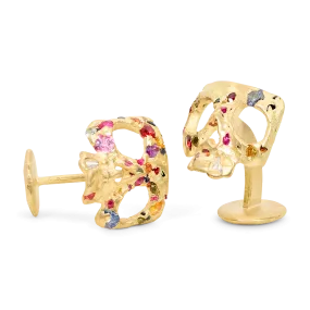 Rainbow Confetti Skull Cufflinks - 11664