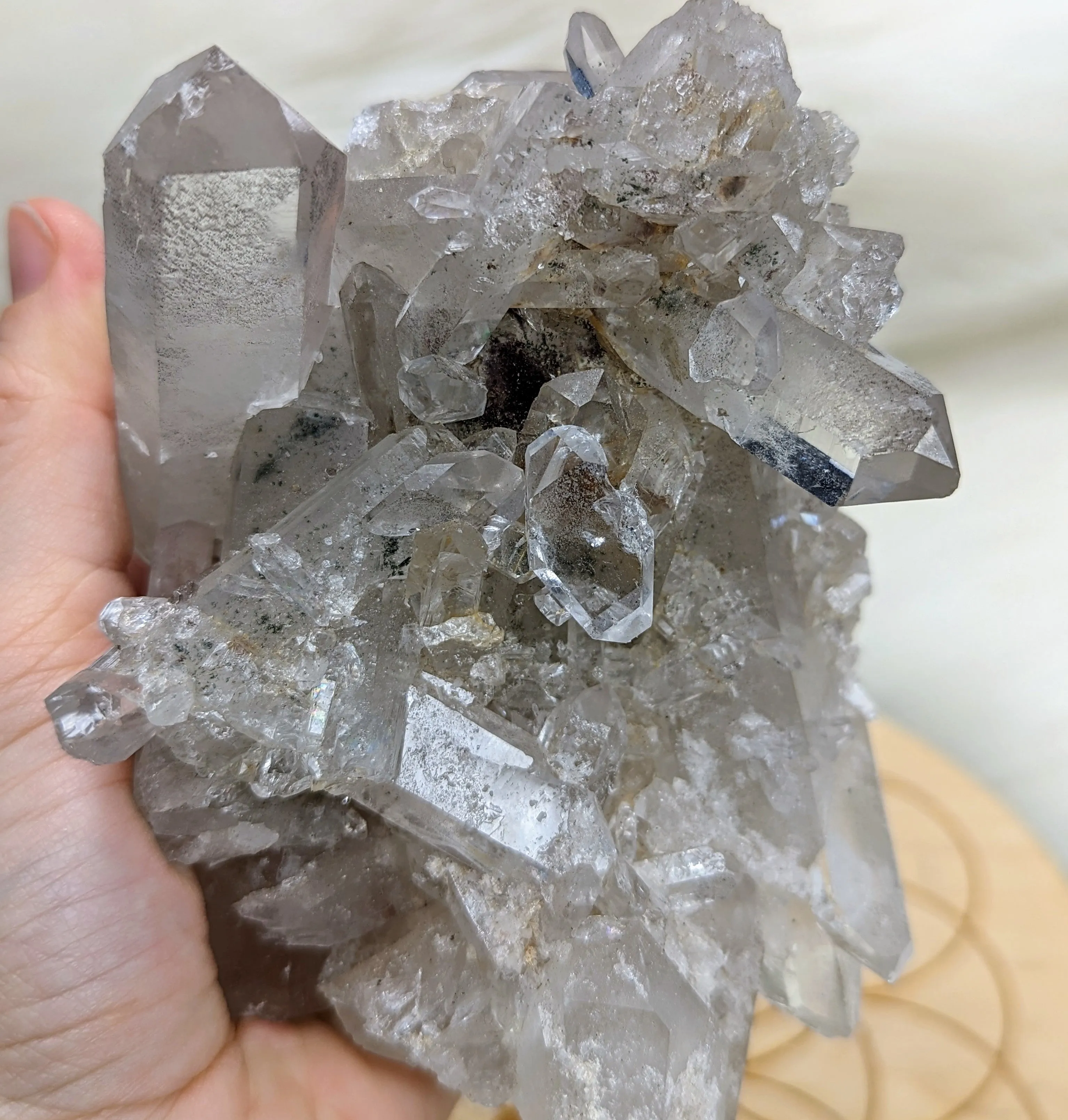 Self- Healed AMAZING Clear Quartz Crystal Cluster with Phantoms~ From Brazil