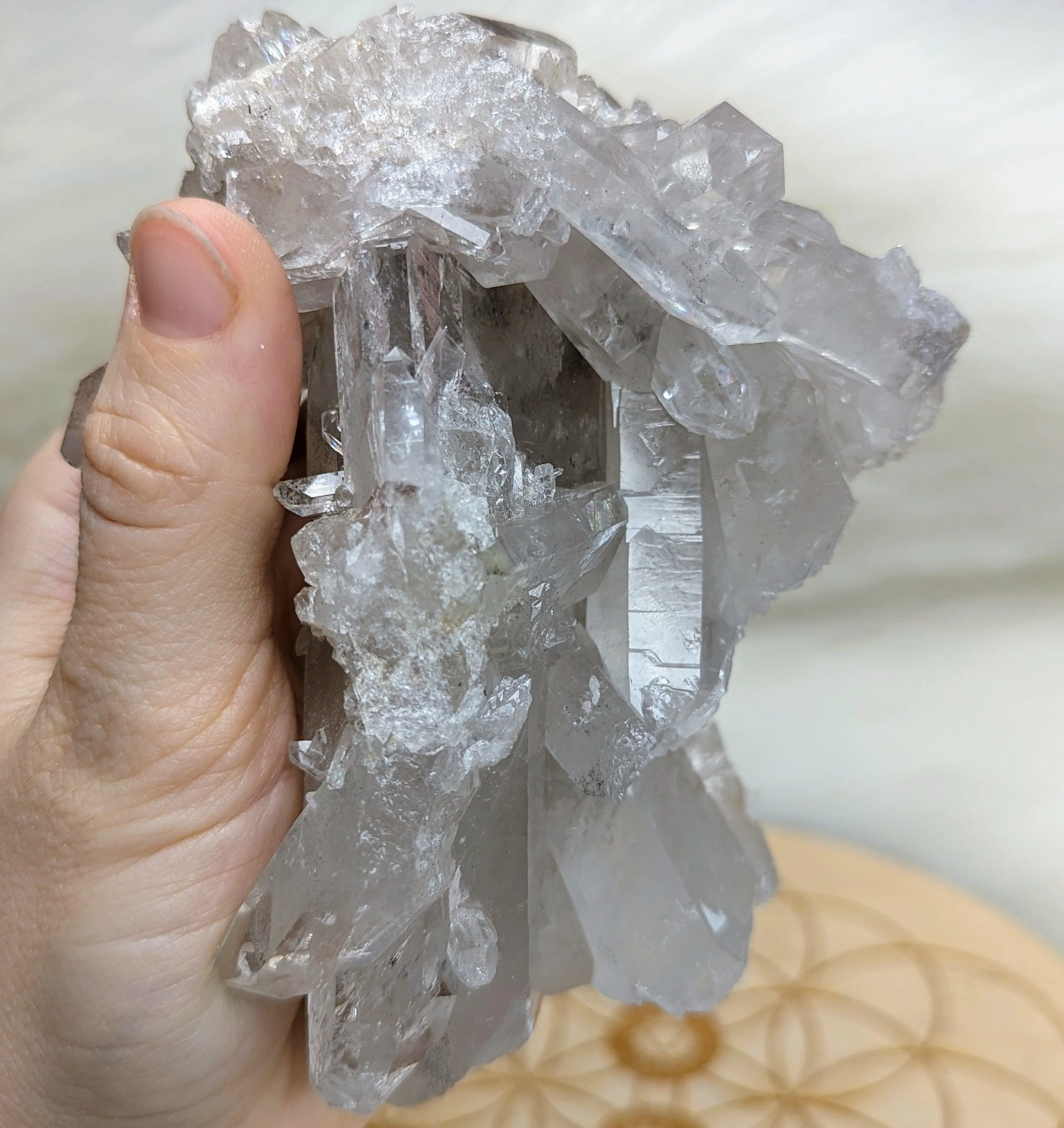 Self- Healed AMAZING Clear Quartz Crystal Cluster with Phantoms~ From Brazil