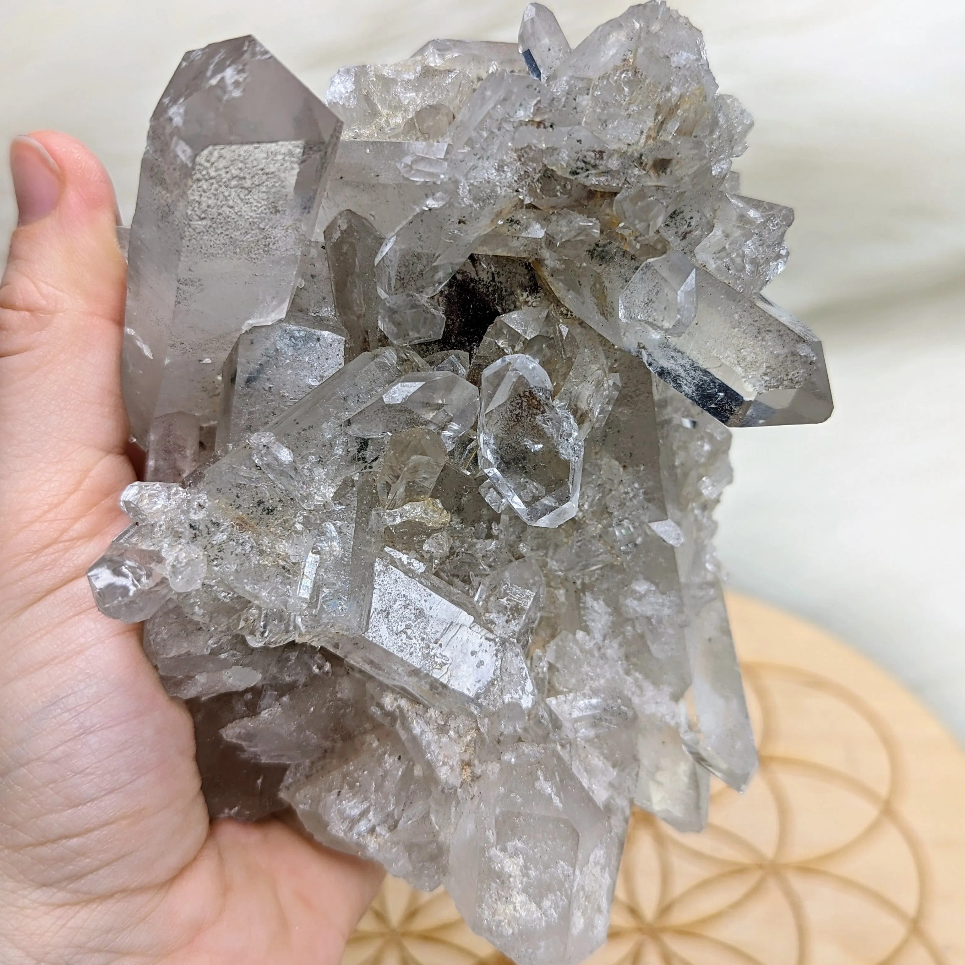 Self- Healed AMAZING Clear Quartz Crystal Cluster with Phantoms~ From Brazil