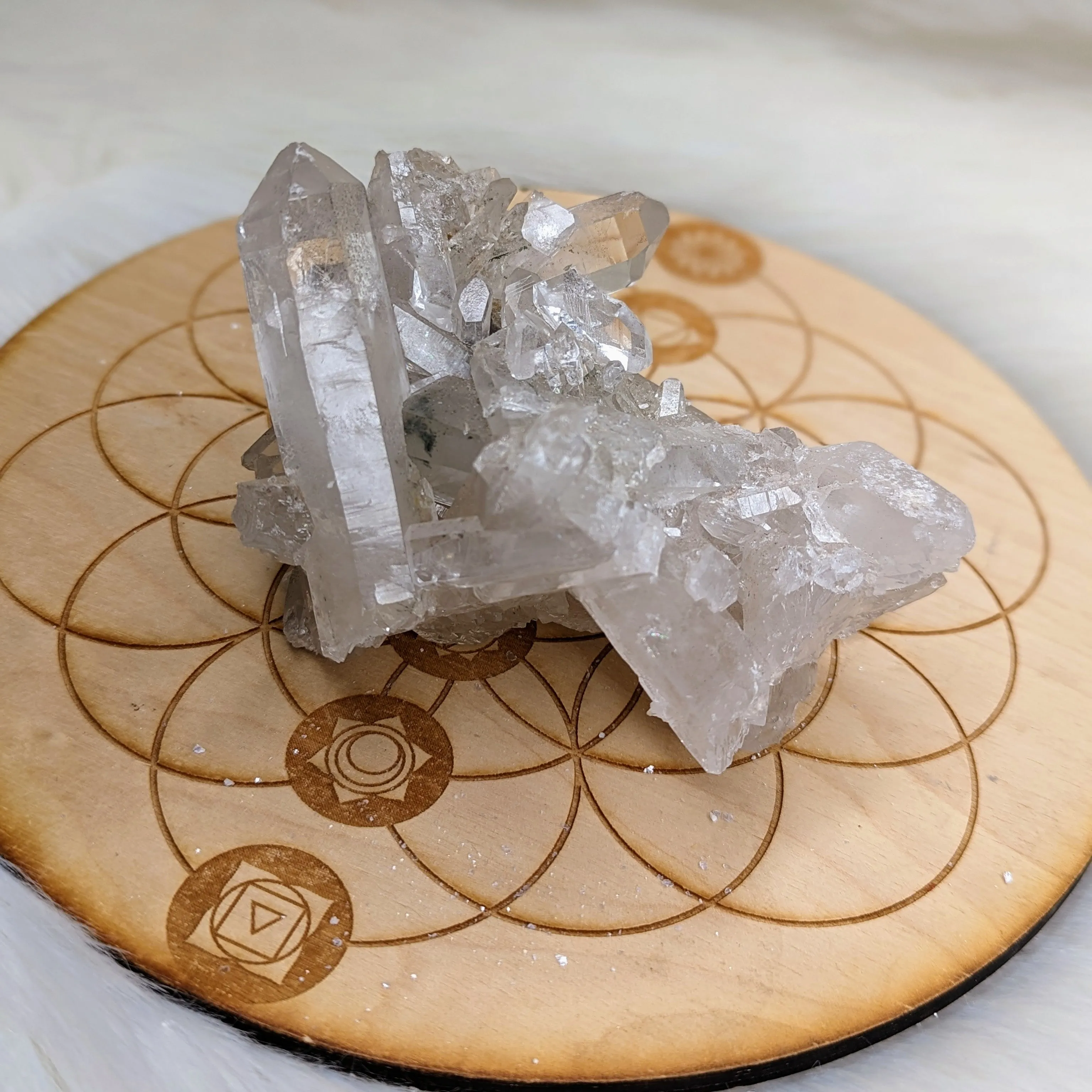 Self- Healed AMAZING Clear Quartz Crystal Cluster with Phantoms~ From Brazil