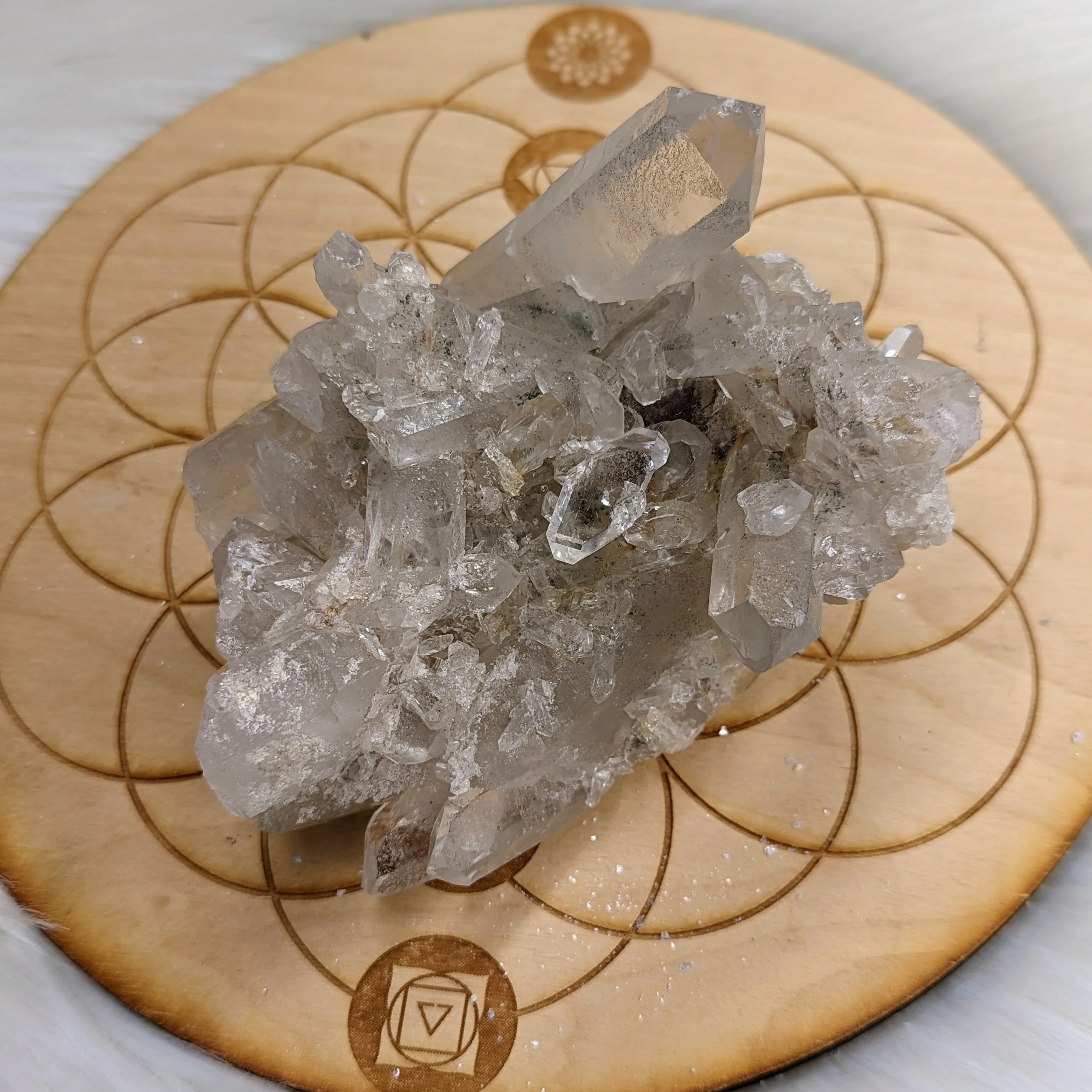 Self- Healed AMAZING Clear Quartz Crystal Cluster with Phantoms~ From Brazil