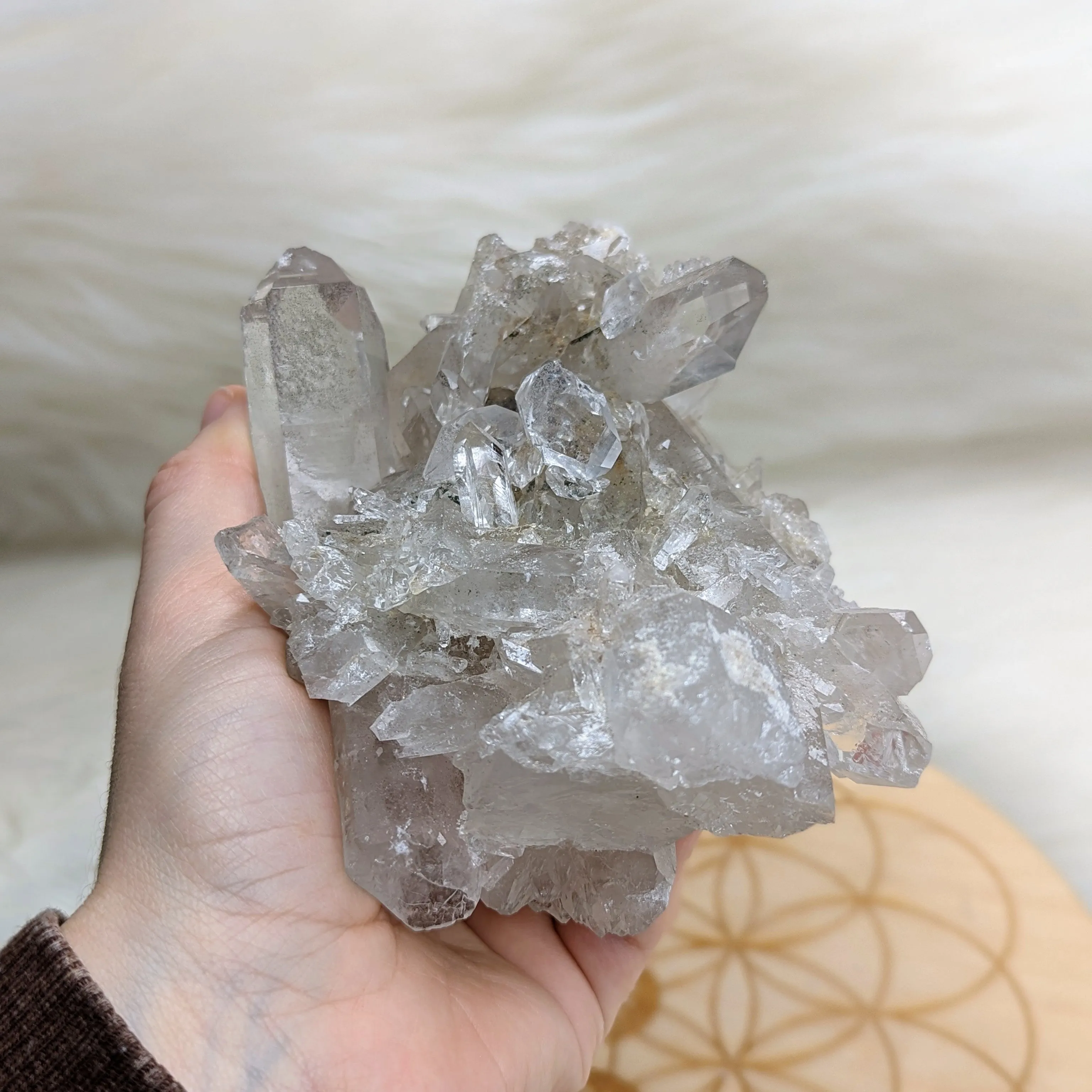 Self- Healed AMAZING Clear Quartz Crystal Cluster with Phantoms~ From Brazil