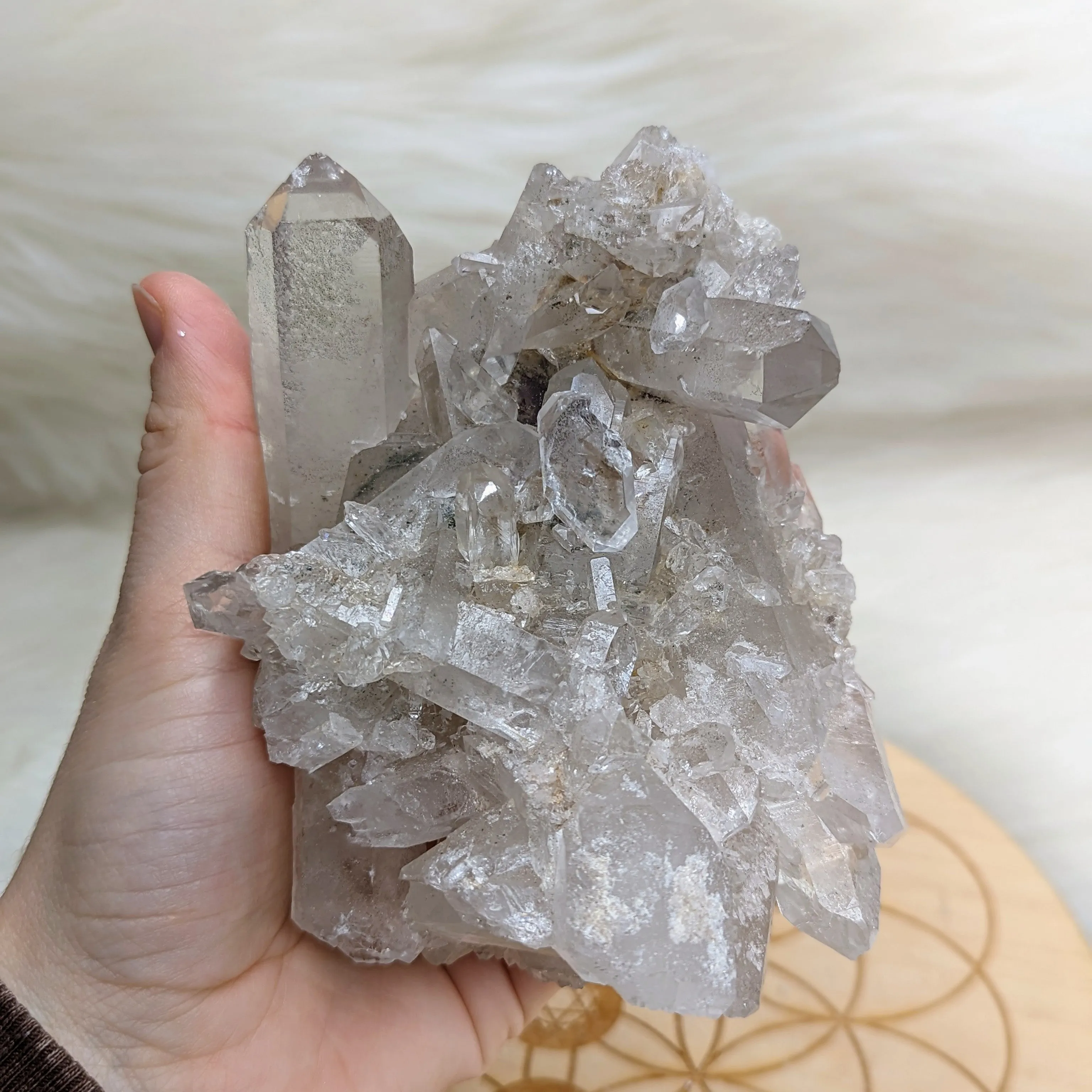 Self- Healed AMAZING Clear Quartz Crystal Cluster with Phantoms~ From Brazil