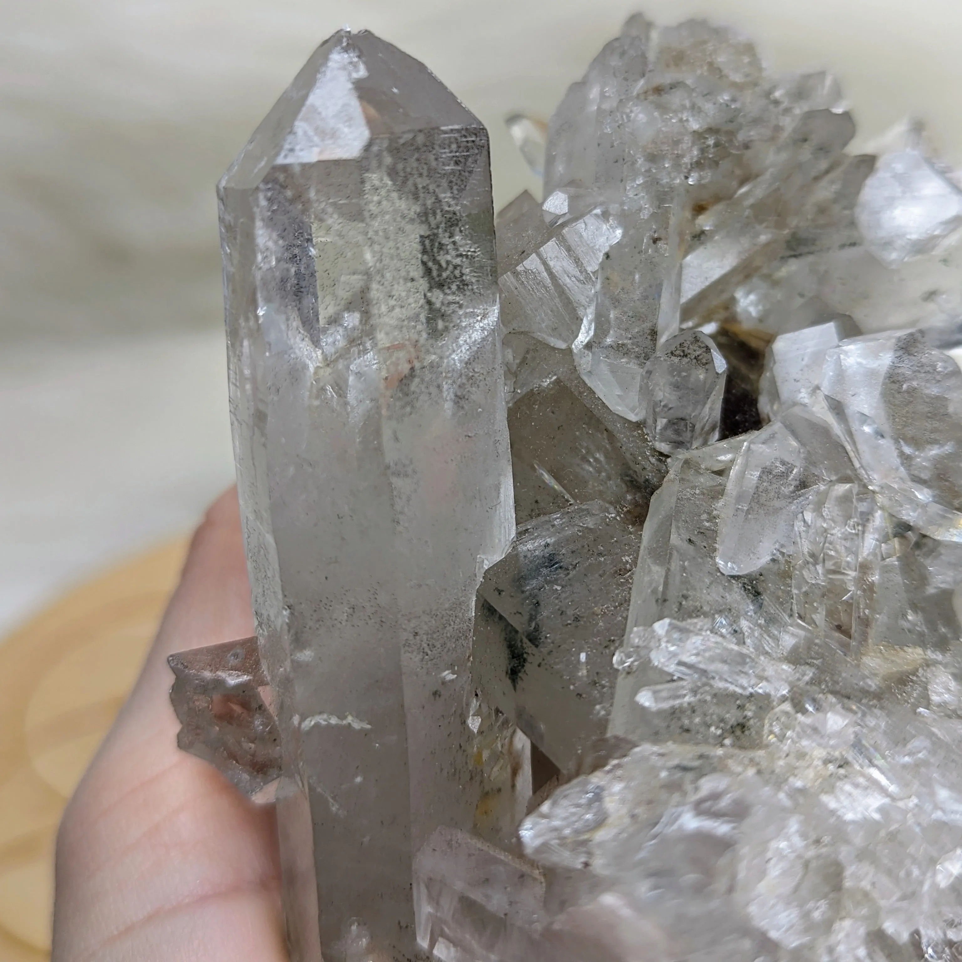 Self- Healed AMAZING Clear Quartz Crystal Cluster with Phantoms~ From Brazil