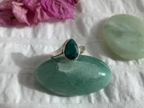 Semi-precious Emerald Efimia Ring - Teardrop