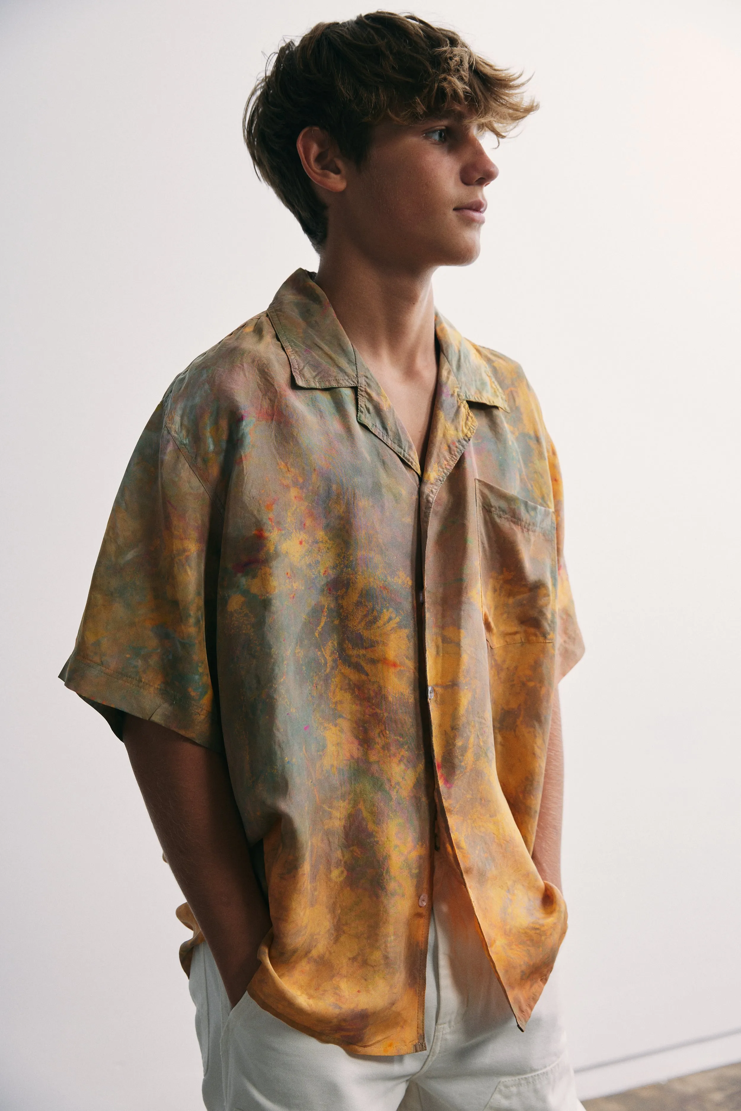 Silk Souvenir Shirt in Cactus Blossom