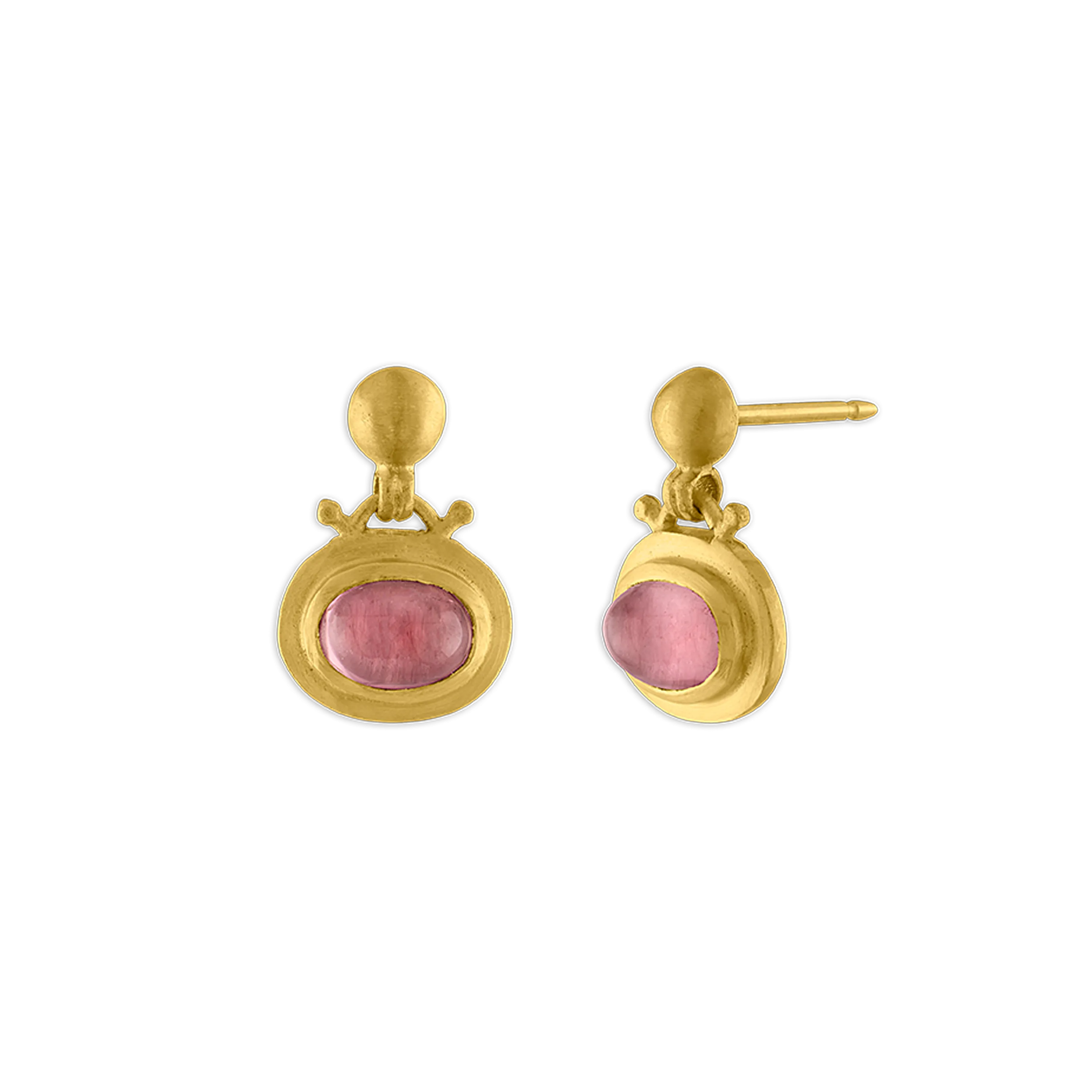 Small Pink Tourmaline Bell Earrings