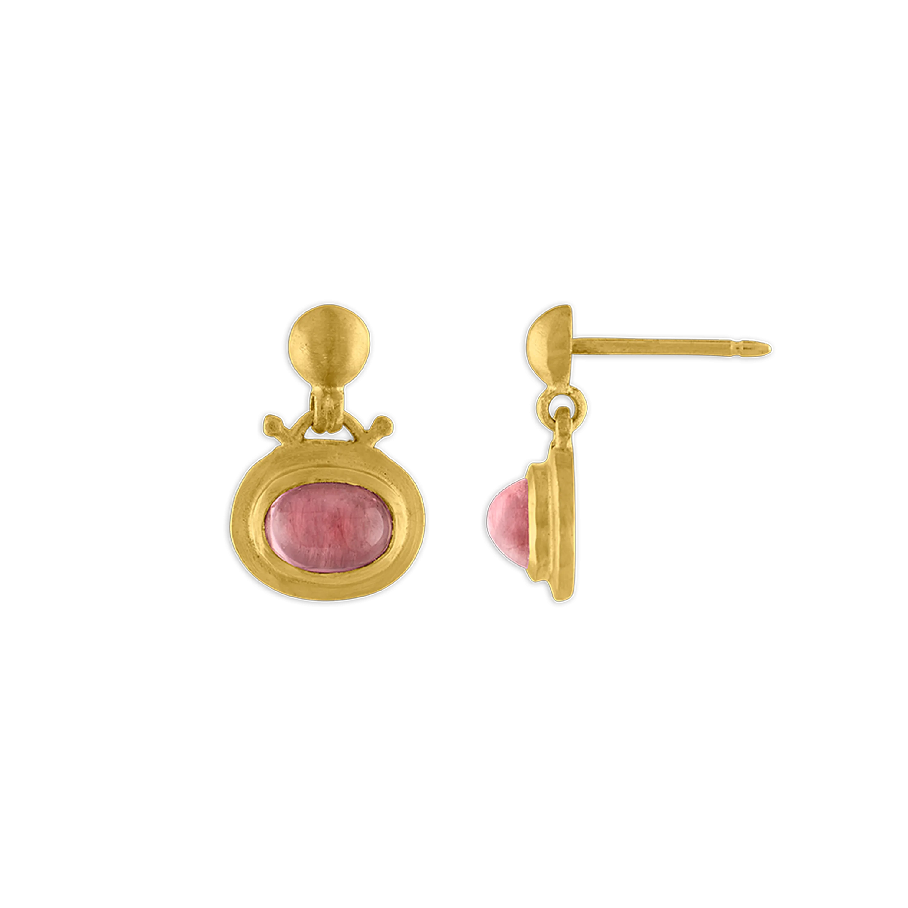 Small Pink Tourmaline Bell Earrings