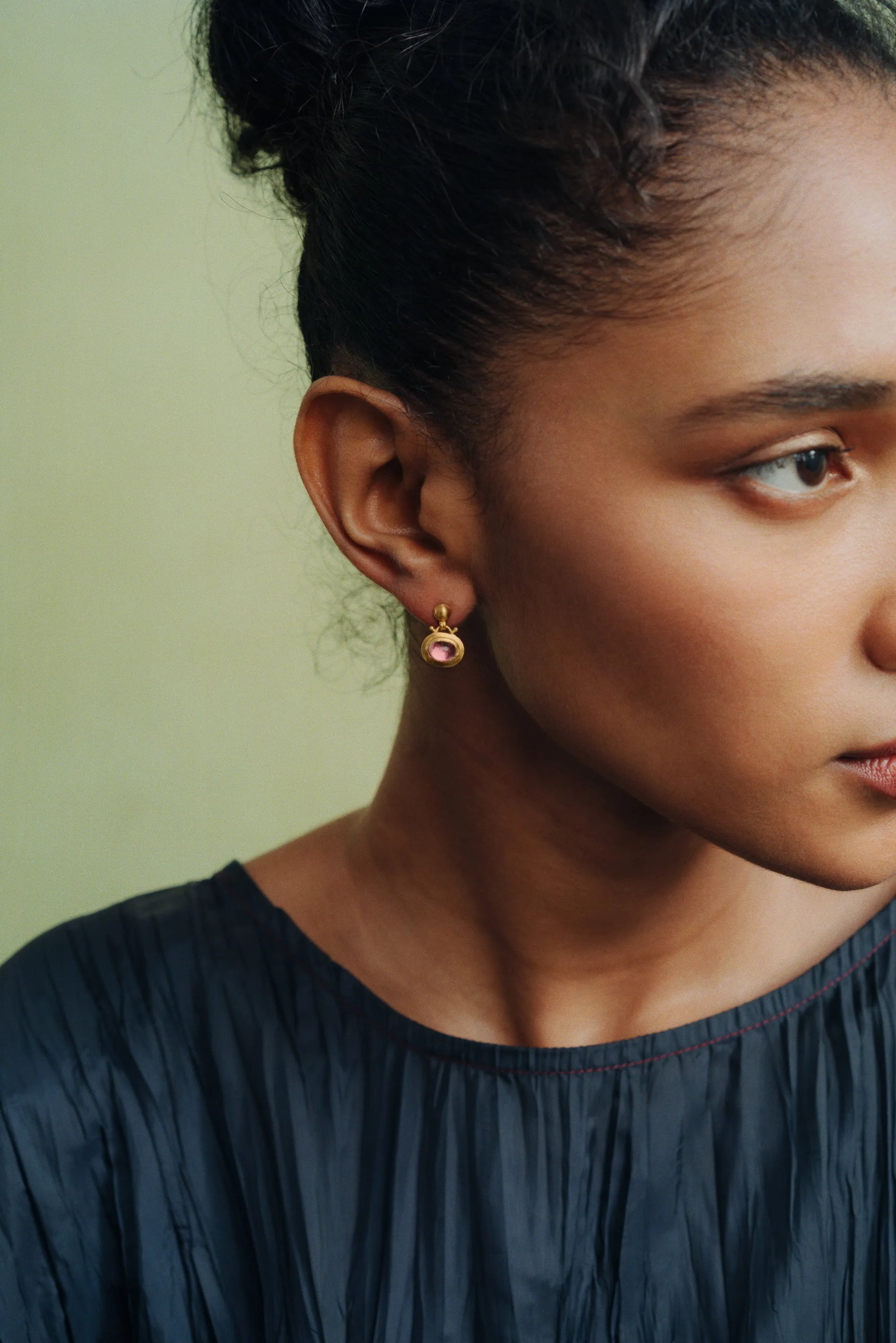 Small Pink Tourmaline Bell Earrings