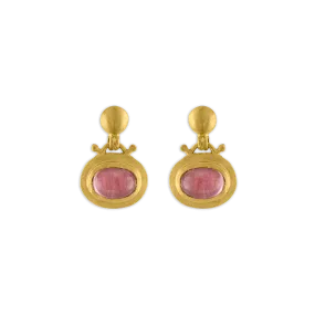 Small Pink Tourmaline Bell Earrings