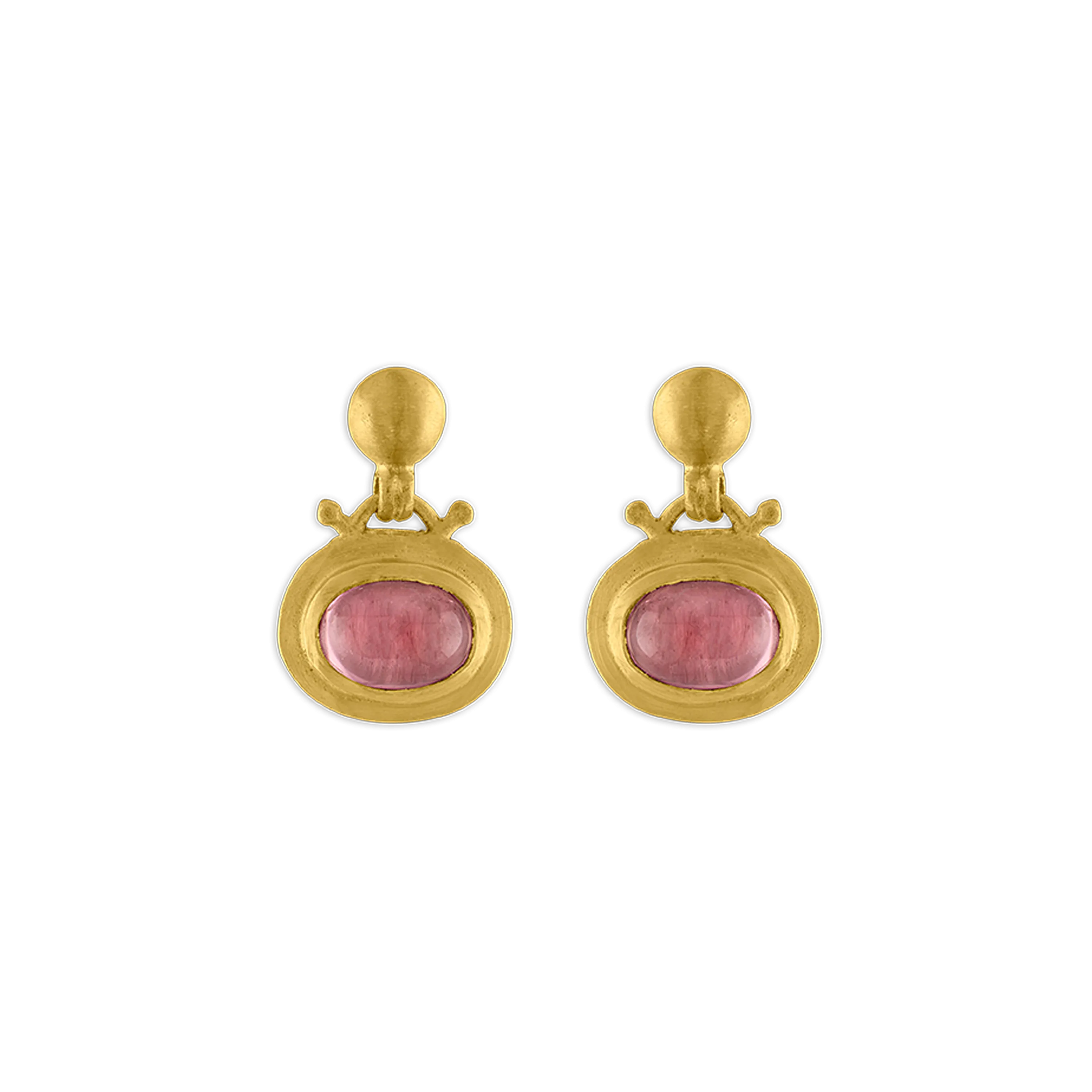 Small Pink Tourmaline Bell Earrings