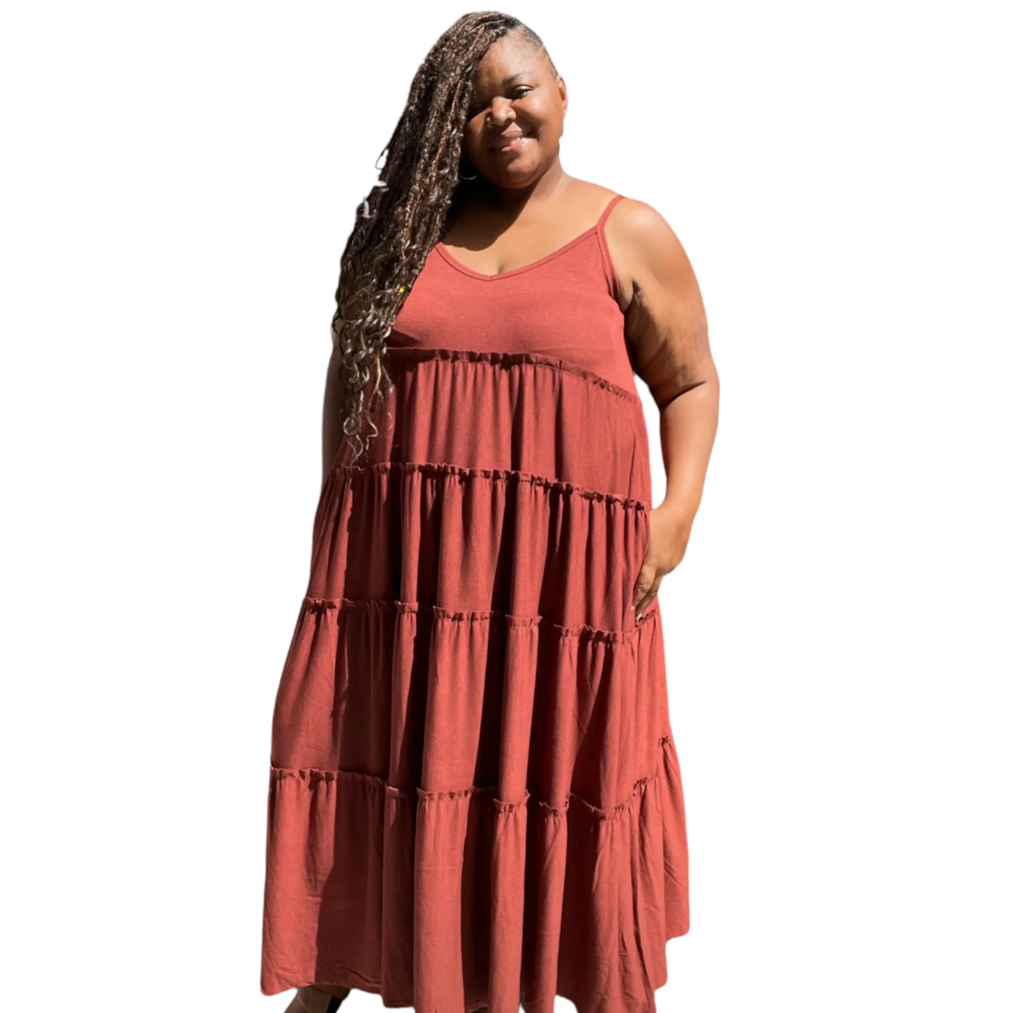 Spaghetti Strap Fit & Flare Plus Size Maxi Dress