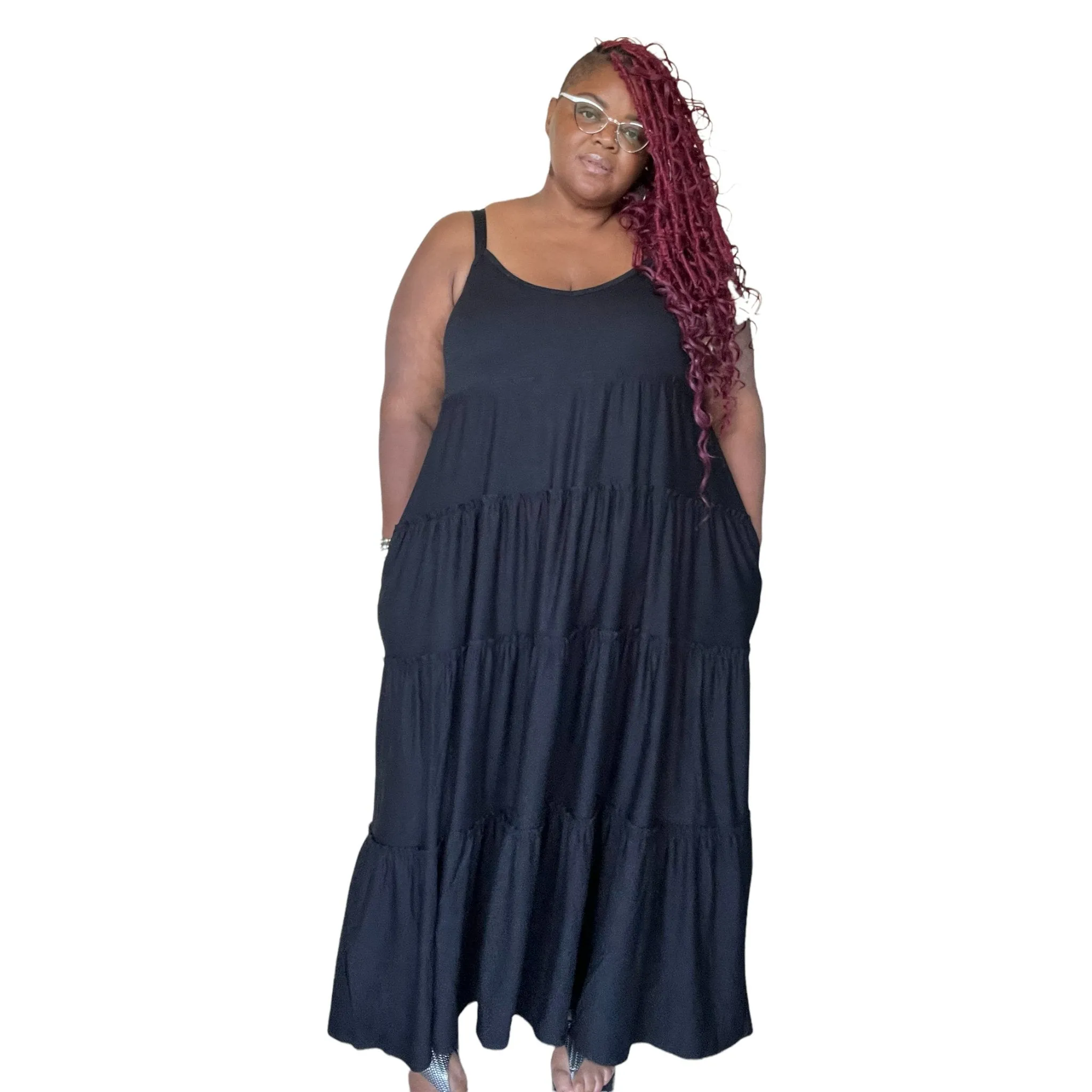 Spaghetti Strap Fit & Flare Plus Size Maxi Dress