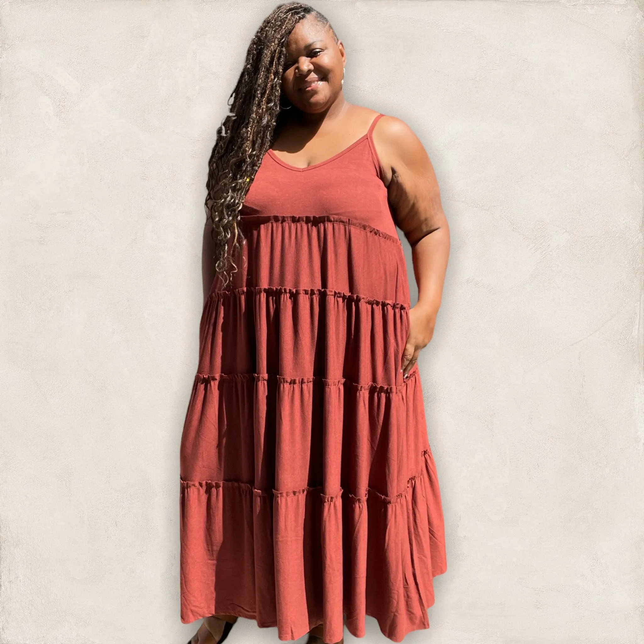 Spaghetti Strap Fit & Flare Plus Size Maxi Dress