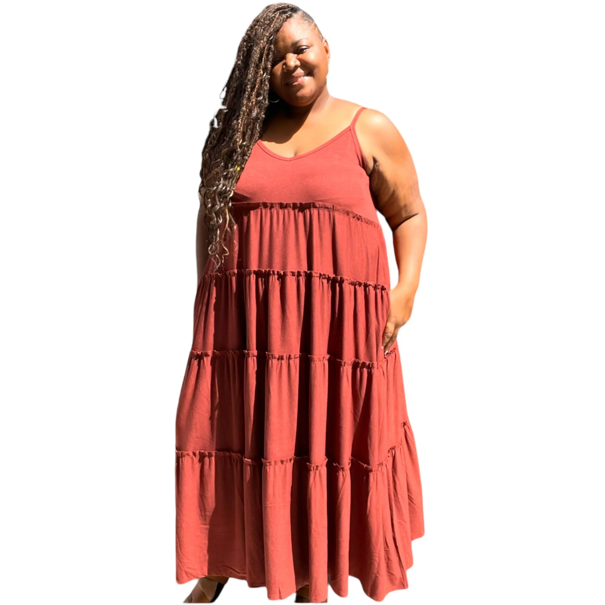 Spaghetti Strap Fit & Flare Plus Size Maxi Dress