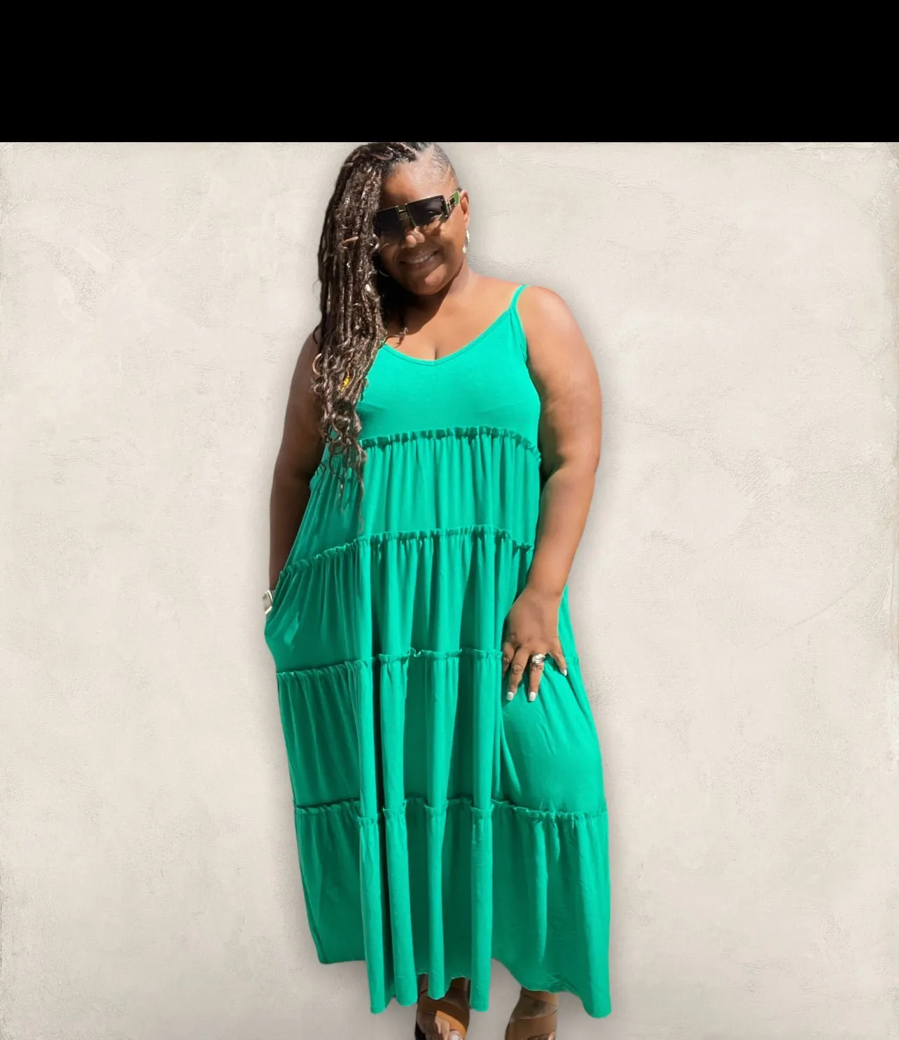 Spaghetti Strap Fit & Flare Plus Size Maxi Dress