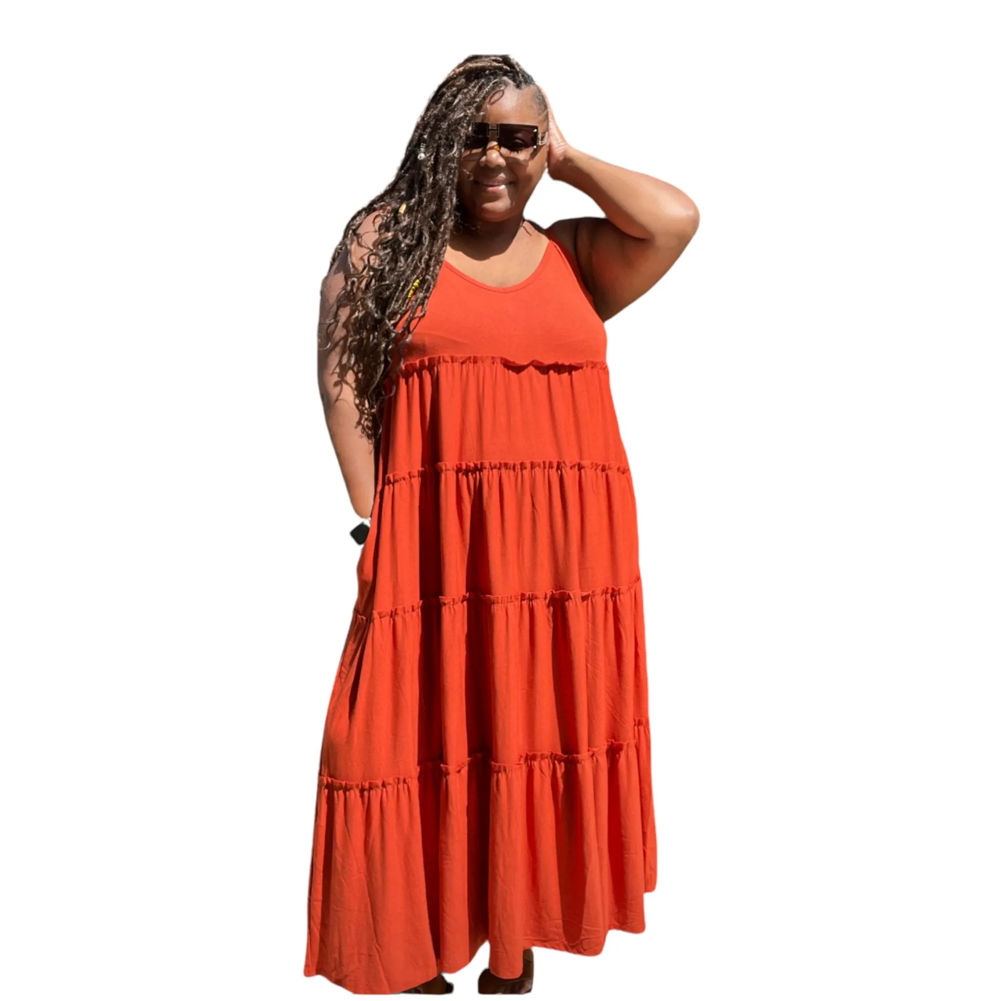 Spaghetti Strap Fit & Flare Plus Size Maxi Dress