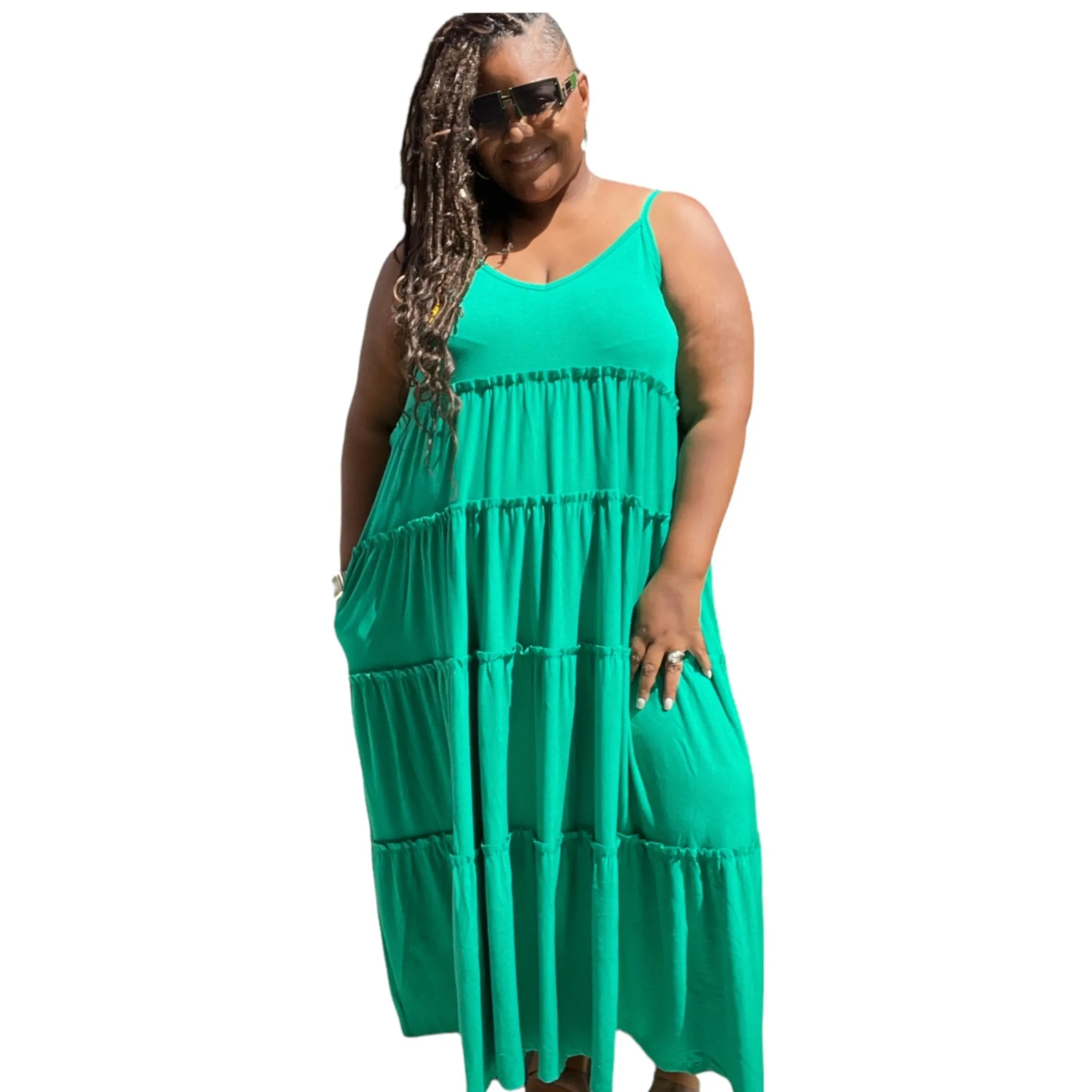 Spaghetti Strap Fit & Flare Plus Size Maxi Dress