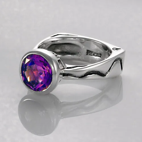 Sterling Silver Purple Amethyst Ring Size 8