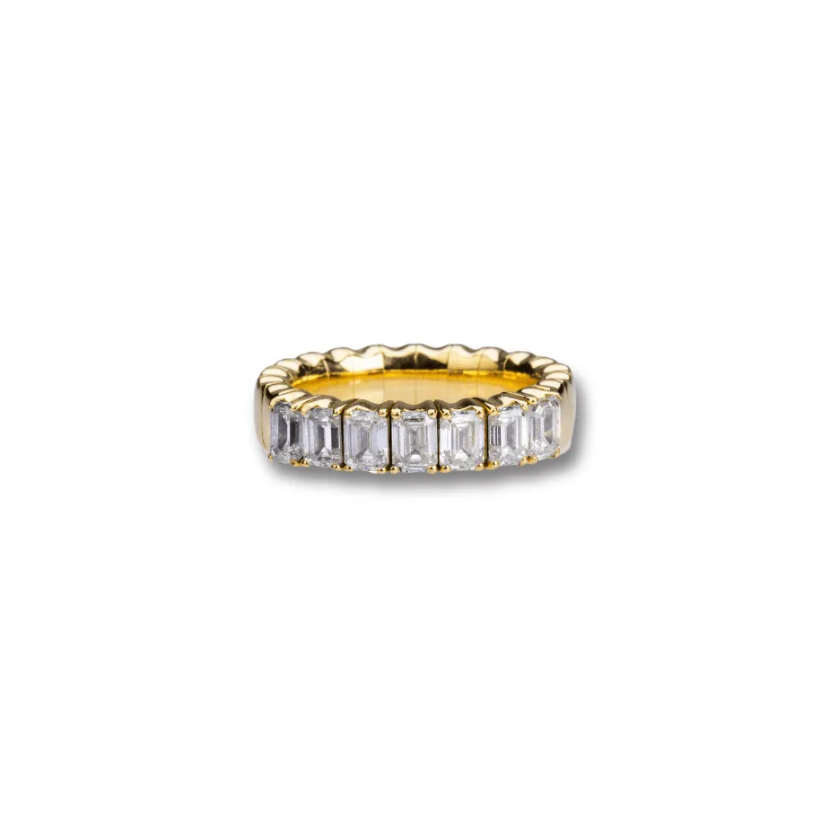 Stretch & Stack Emerald Cut Diamond Half Eternity Rings