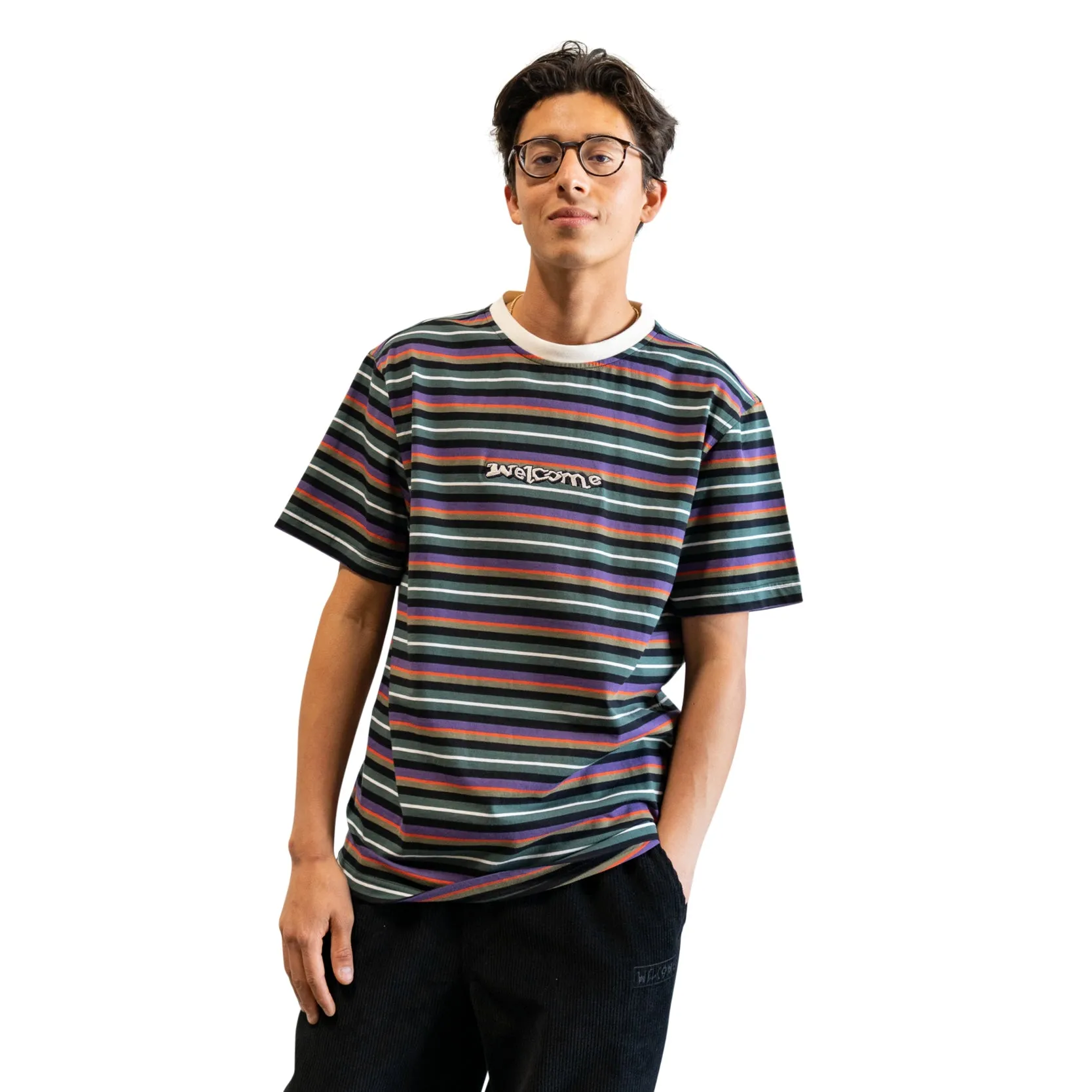 Surf Stripe Yarn-Dyed Short Sleeve Knit - Forest