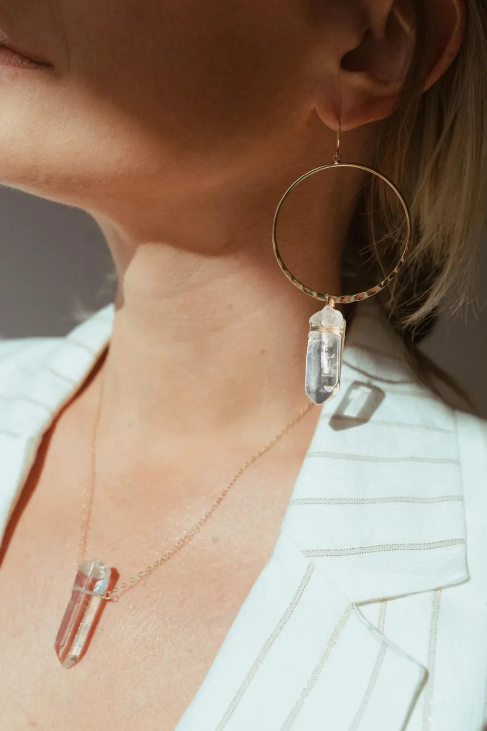 The Journey Quartz Gold Hoop Earrings